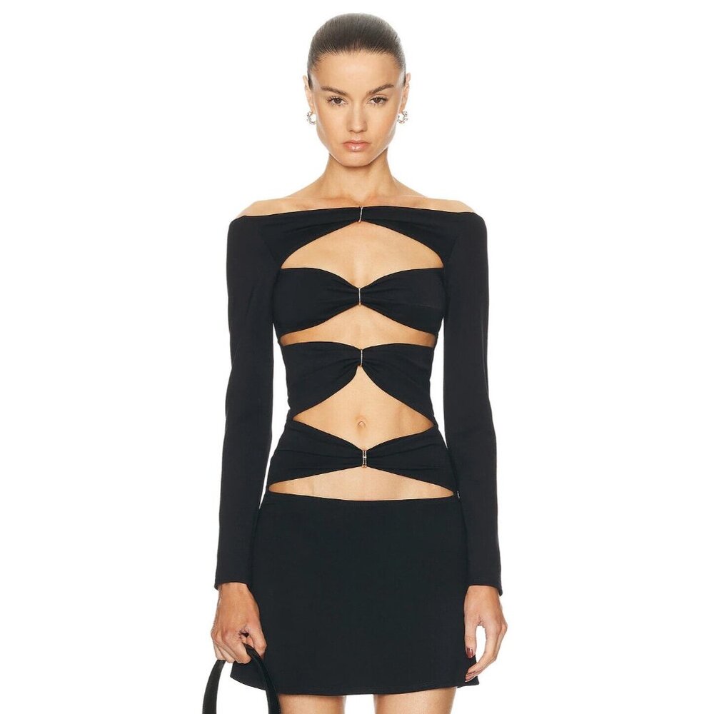 Stylish Black Cut-Out Blouse